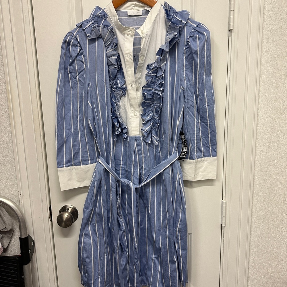 New York and Company Blue and White Striped Dress